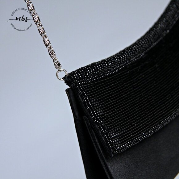 Vintage Beaded Silver Chain Strap Magnetic Closure Mini Shoulder Bag Clutch - Picture 10 of 12